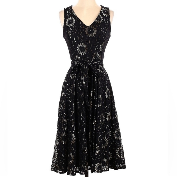 Tommy Hilfiger Black Lace Dress with Gold Undertone. Fully Underlined. Like New! - Picture 3 of 15